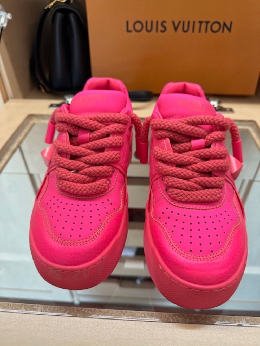 Valentino Pink Size 38 Rockstud Accents Leather Sneakers - Picture 4 of 6